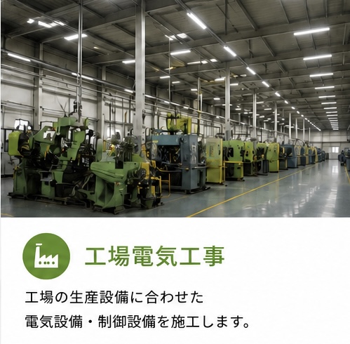 工場の電気設備工事・制御設備工事・生産設備配線・設備更新を行う熊谷電設の工場電気工事